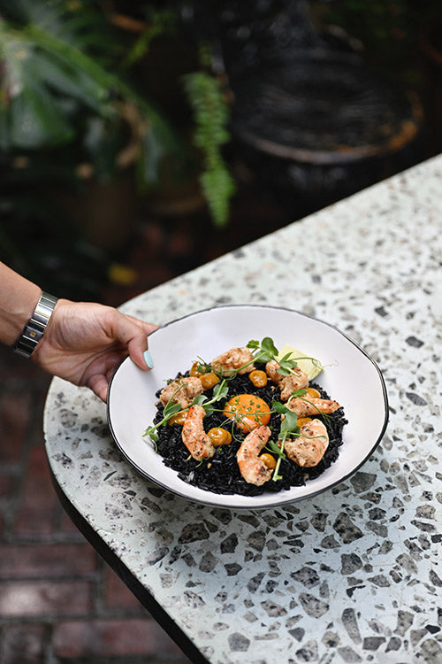 Black and white premium pasta bowl in Singapore