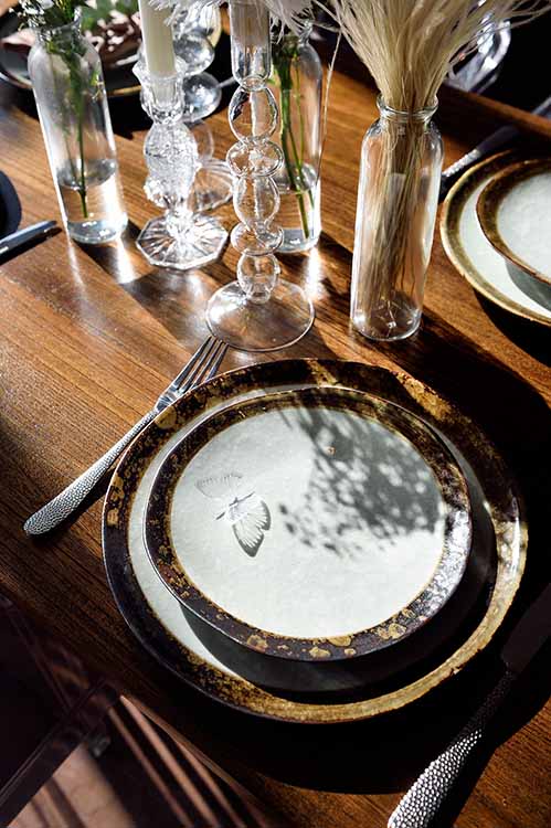 Handcrafted artisanal ceramic dinnerware