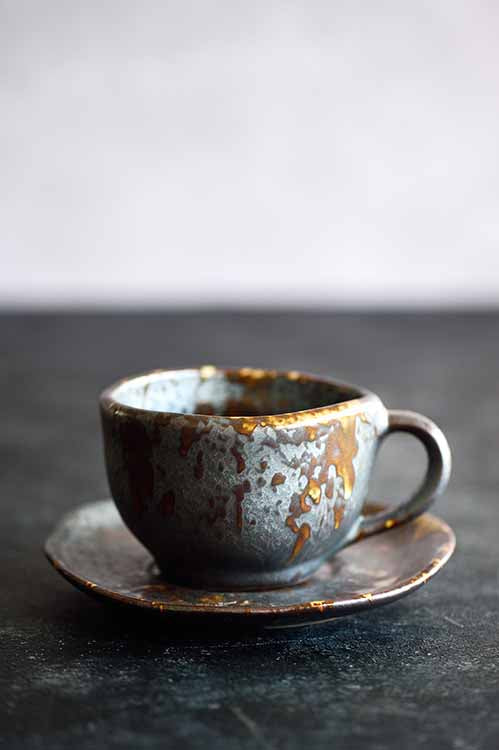 Tableware Handmade Free-Form Cup and Coaster Set