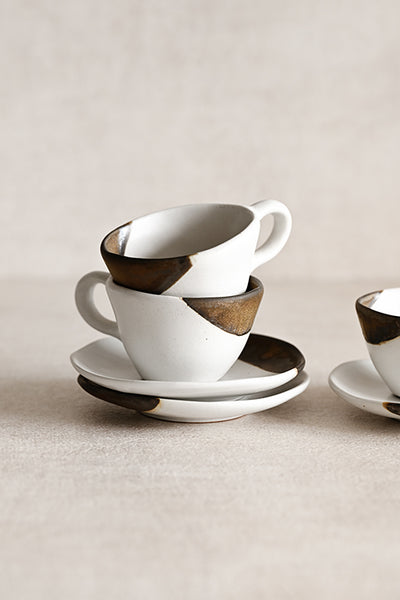 Handmade gold leaf ceramic espresso cup and saucer set