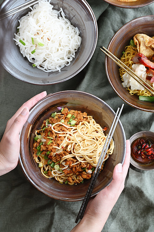 "Premium handcrafted stoneware ramen bowl with minimalist design, perfect for stylish Singaporean homes and contemporary kitchens"
