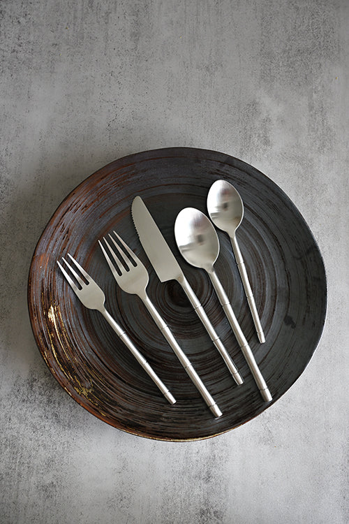 Luxury hand-forged stainless steel cutlery set in polished finish — Kra Sanctuary