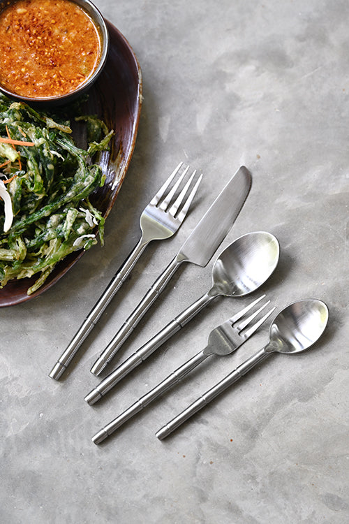 20-piece polished gold cutlery set, hand-forged 18/8 stainless steel with sculpted segmented handles