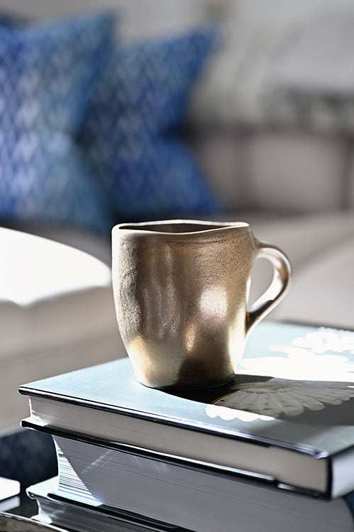 Gold handmade ceramic coffee mug